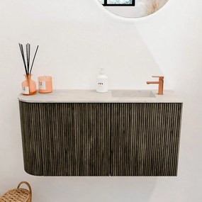 Mondiaz Joya DLux 80cm toiletmeubel ronding links shadow met wastafel faye rechts 1 kraangat ostra