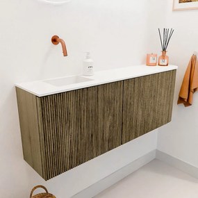 Mondiaz Joya 110cm toiletmeubel ronding rechts dusk met wastafel faye links zonder kraangat talc