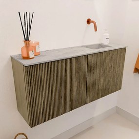Mondiaz Joya DLux 90cm toiletmeubel dusk met wastafel faye rechts zonder kraangat glace