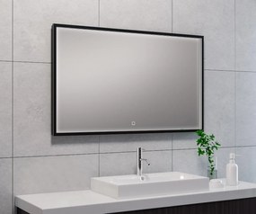 Mueller Square LED spiegel 100x60cm mat zwart met spiegelverwarming