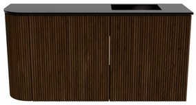 Mondiaz Joya 80cm toiletmeubel ronding links walnut met wastafel faye rechts 1 kraangat urban