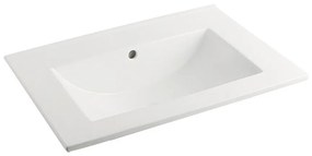 Fontana Lento wit badkamermeubel ribbelfront met witte wastafel 60cm zonder kraangat en ronde spiegel
