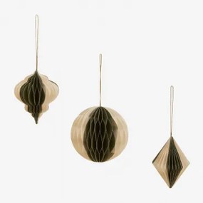 Set Van 3 Kerstversieringen Van Papier Doreimi Donkergroen - Sklum