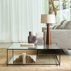 Vierkante salontafel in gehard glas, Sybil