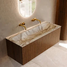 Mondiaz Kurve-dlux 120cm badmeubel dusk met 1 lade en wastafel big large midden zonder kraangat glace