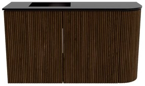 Mondiaz Joya 70cm toiletmeubel ronding rechts walnut met wastafel faye links zonder kraangat urban