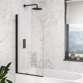 Eastbrook Designer badwand met ronde hoek 80x140cm zwart mat