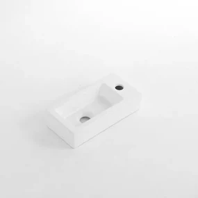 QeramiQ Fuente Fontein - 38x18.5x9cm - keramiek - kraangat rechts - Mat wit E-8020R-MW