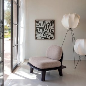 Fauteuil van massief teakhout met kussens van gemêleerde stof, Mazai