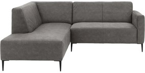 Goossens Key West grijs, micro leer, 2-zits, modern design met ligelement links