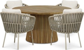 Tuinset 4 personen 140 cm Rope Zand/Beige Coco Elara/Fungo