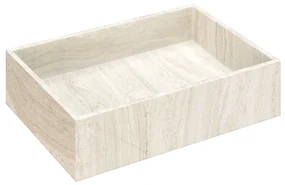 Fontana White Travertin warm eiken wastafelmeubel 120cm met toppaneel en rechthoekige waskommen