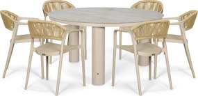 Tuinset 6 personen 150 cm Kunststof Taupe Domani Furniture Toscano/Arancia