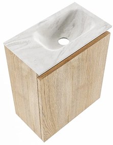 Mondiaz Ture DLux toiletmeubel 40cm washed oak met wastafel ostra rechts zonder kraangat