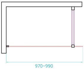 van Rijn ST01 inloopdouche met rookglas 100x200cm zwart mat