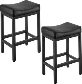 VEVOR barkrukken, barkrukken van PU-leer, 2 stuks, bistrokrukken (645 mm hoog) met gevoerde zitting en metalen poten, keukenkrukken (draagvermogen 136,1 kg) voor eetkamer, bar, bank, café, bistro, zwart