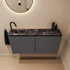 Mondiaz Ture DLux toiletmeubel 100cm dark grey met wastafel lava links met kraangat