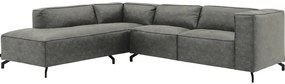 Goossens Bank Calvin grijs, micro leer, 2,5-zits, modern design met ligelement links