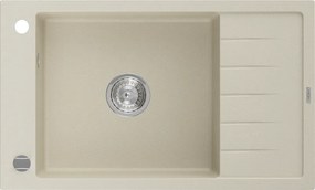 Mexen Elias granitstenen spoelbak met 1 bak en afdruiprek 795 x 480 mm, beige, chroomsifon - 6511791005-69