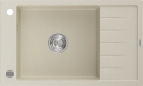 Mexen Elias granitstenen spoelbak met 1 bak en afdruiprek 795 x 480 mm, beige, chroomsifon - 6511791005-69