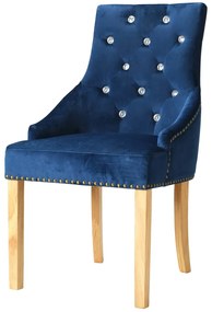 vidaXL Eetkamerstoelen 6 st massief eikenhout en fluweel blauw