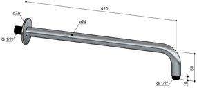 Hotbath ACE wandarm 42cm messing geborsteld PVD