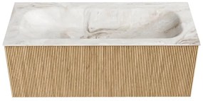 Mondiaz Kurve-dlux 110cm badmeubel oak met 1 lade en wastafel big medium midden zonder kraangat frappe
