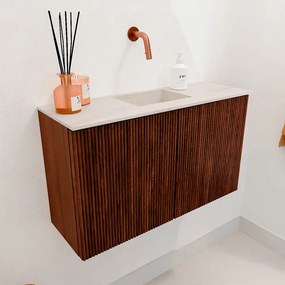 Mondiaz Joya DLux 70cm toiletmeubel ruby met wastafel faye midden zonder kraangat meli