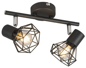 QAZQA Art Deco Spot / Opbouwspot / Plafondspot zwart draai- en kantelbaar 2-lichts - Mosh Modern E14 Binnenverlichting Lamp