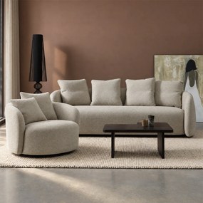 3-zits Bank Beige Met Ronde Leuning