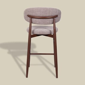 Barkruk Met Rugleuning Walnoot Beige