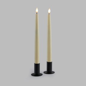 Set van 2 ledkaarsen, van was, hoogte 24,5 cm