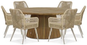 Tuinset Ronde Tuintafel 6 personen 180 cm Aluminium/wicker Taupe Coco Vedra/Fungo
