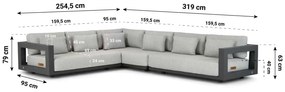 Hoek loungeset  Aluminium Grijs 5 personen 4 Seasons Outdoor Metropolitan/Metropolis