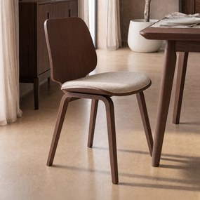 Scandinavische Plywood Stoel Walnoot