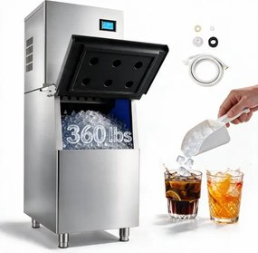 VEVOR Commerciële IJsmachine Processorkop 163 kg/dag Roestvrij Staal, met Zelfreiniging &amp; Touchscreen, IJsblokjesbak met een capaciteit van 113 kg, Ideaal voor Restaurants, Bars, Cafés en Hotels
