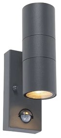 Buitenwandlamp met bewegingsmelder antraciet 2-lichts IP44 met bewegingssensor - Duo Modern GU10 IP44 Buitenverlichting rond