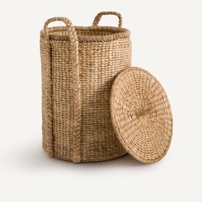 Ronde mand met deksel van waterhyacint H60 cm,Tima