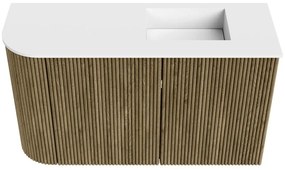 Mondiaz Joya 70cm toiletmeubel ronding links dusk met wastafel faye rechts 1 kraangat talc