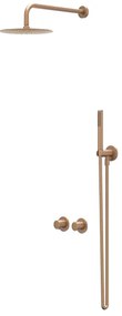 IVY Bond Regendoucheset - inbouw - symmetry - 2-weg stop-omstel - 40cm wandarm - 30cm slim hoofddouche - houder met uitlaat - 150cm doucheslang - staafmodel handdouche - Geborsteld mat koper PVD CSB3GKACAA