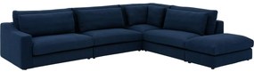 Goossens Hoekbank Odette blauw, stof, 1,5-zits, stijlvol landelijk
