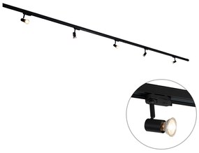 Modern 3-fase railsysteem met 5 Spot / Opbouwspot / Plafondspots zwart links - 3-Phase Jeany Modern GU10 Binnenverlichting Lamp