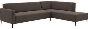 Goossens Bank Key West bruin, stof, 3-zits, modern design met ligelement rechts