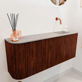 Mondiaz Joya DLux 100cm toiletmeubel ronding links ruby met wastafel faye rechts zonder kraangat glace