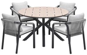 Garden Impressions Tarera tuinset 5-delig taupe - Tulli tuintafel Ø122x75 cm - light teak vironwood