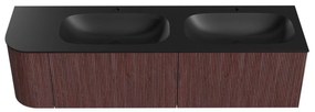 Mondiaz Kurve 165cm badmeubel ronding links ruby met 2 lades en 1 deur en wastafel big small dubbel/rechts 2 kraangaten urban