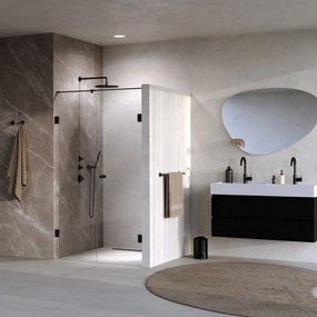 Brauer Void Carving profielloze nisdeur 110cm met draaideur 60cm aan muur zwart mat