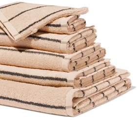 HEMA Handdoek 100x150 Zware Kwaliteit Lichtbruin Met Grijze Streep (donkergrijs)