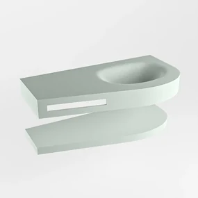 Mondiaz Riva 100cm wastafel met planchet Greey en wastafel rechts 0 kraangaten Greey