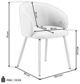 CLARA Beige Latte (stof Monza 60)/zwarte poten - MODERNE GESTOFFEERDE KUIPSTOEL VOOR WOONKAMER/EETKAMER/KANTOOR LOFT
